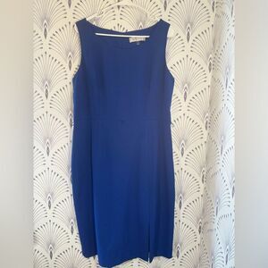Kasper Royal Blue Sheath Midi Dress for Cocktail with belt